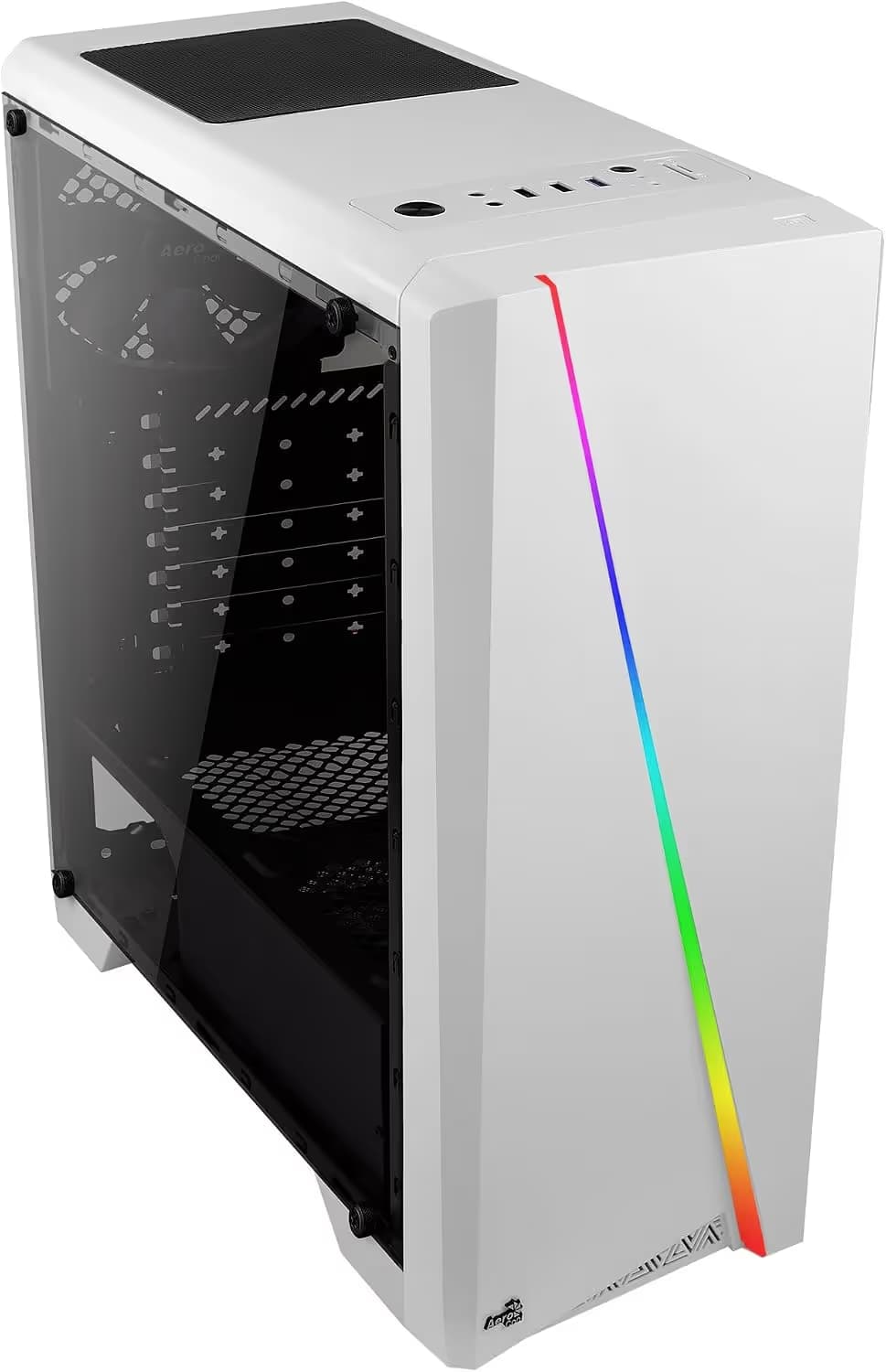 AeroCool Cylon RGB Front with Built in Card Reader and Side Window Panel Mid Tower White image