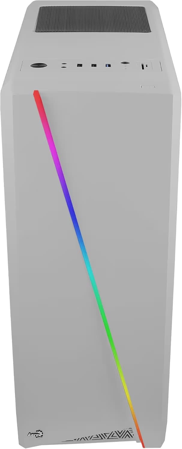AeroCool Cylon RGB Front with Built in Card Reader and Side Window Panel Mid Tower White image