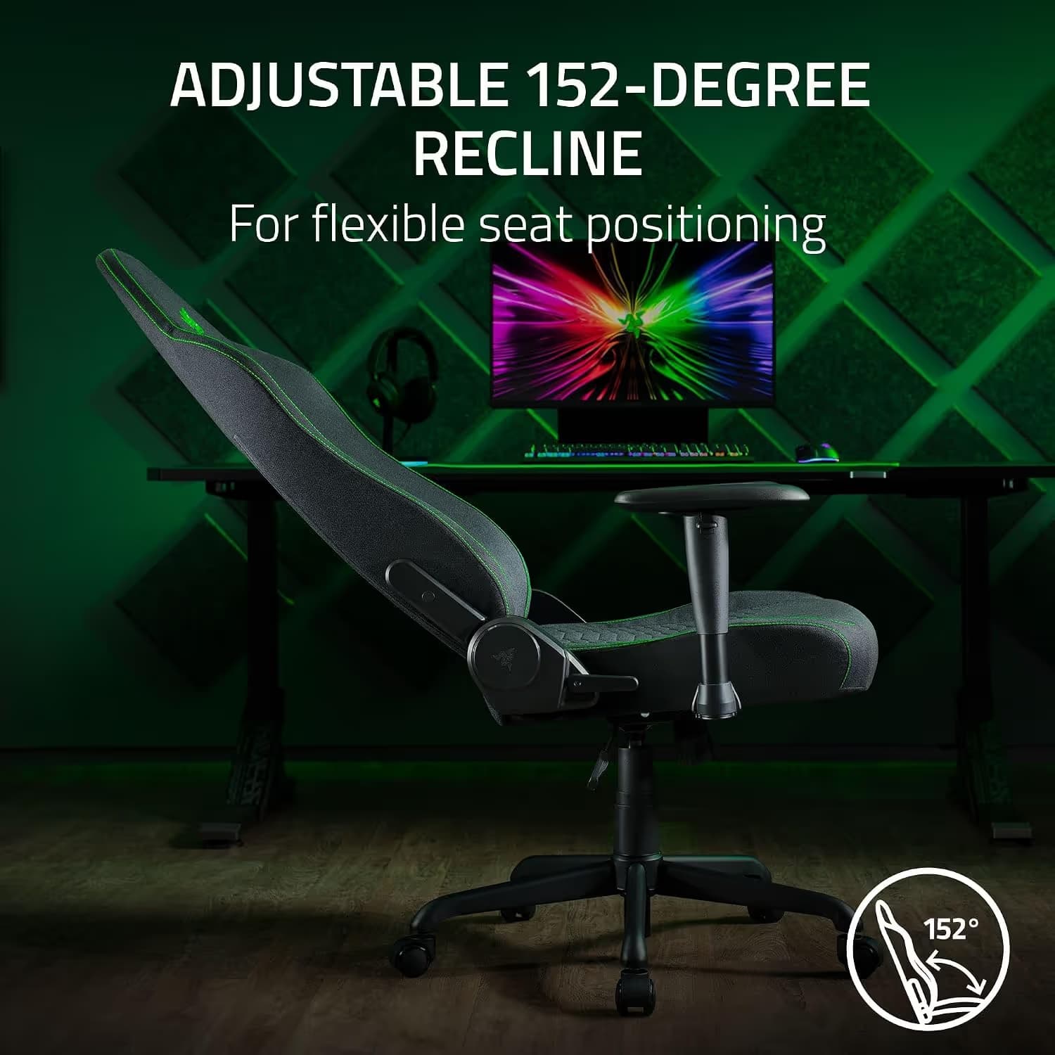 Razer Iskur V2 X - Black / Green - Fabric image