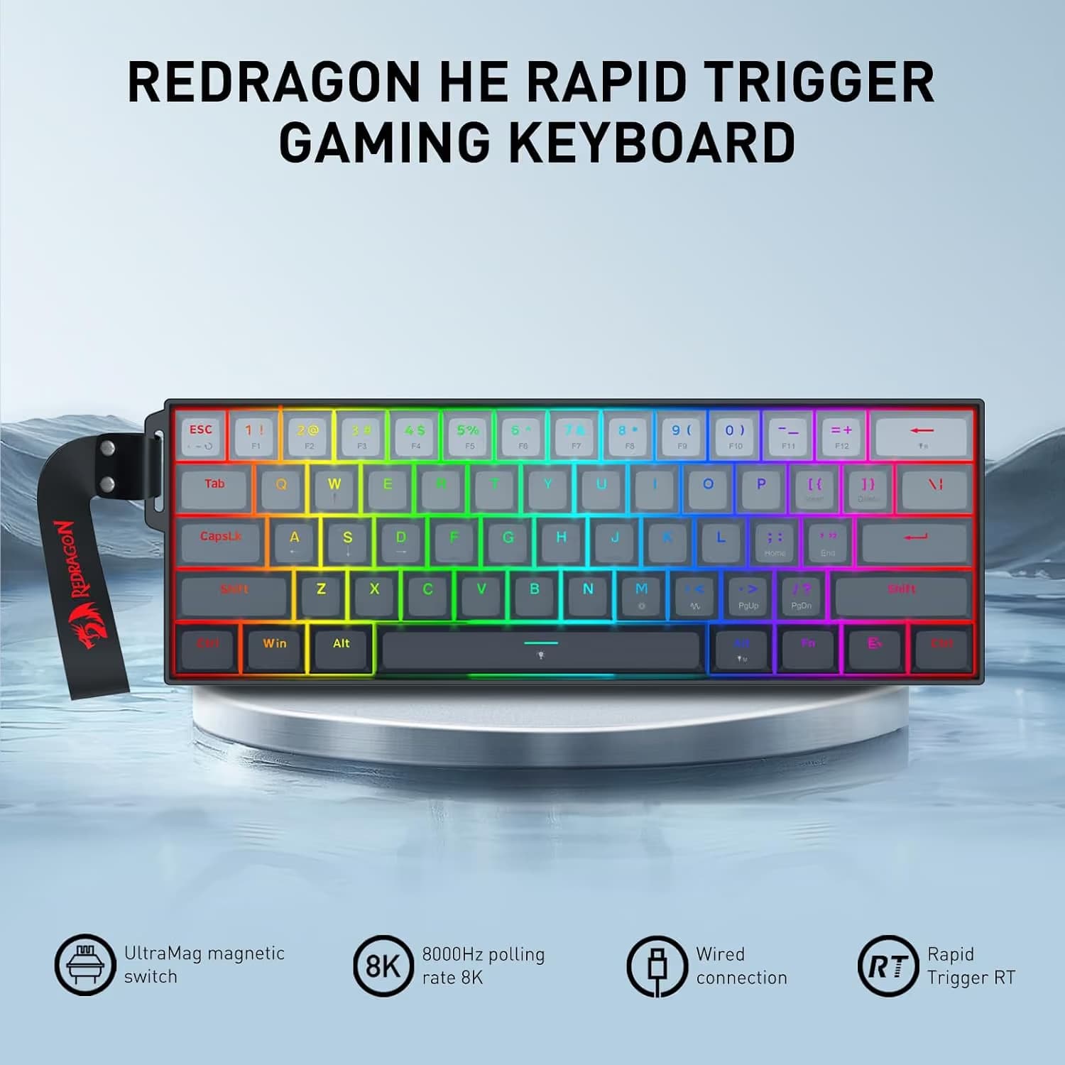 Redragon K617 FIZZ HE Gradient Black with Strap image
