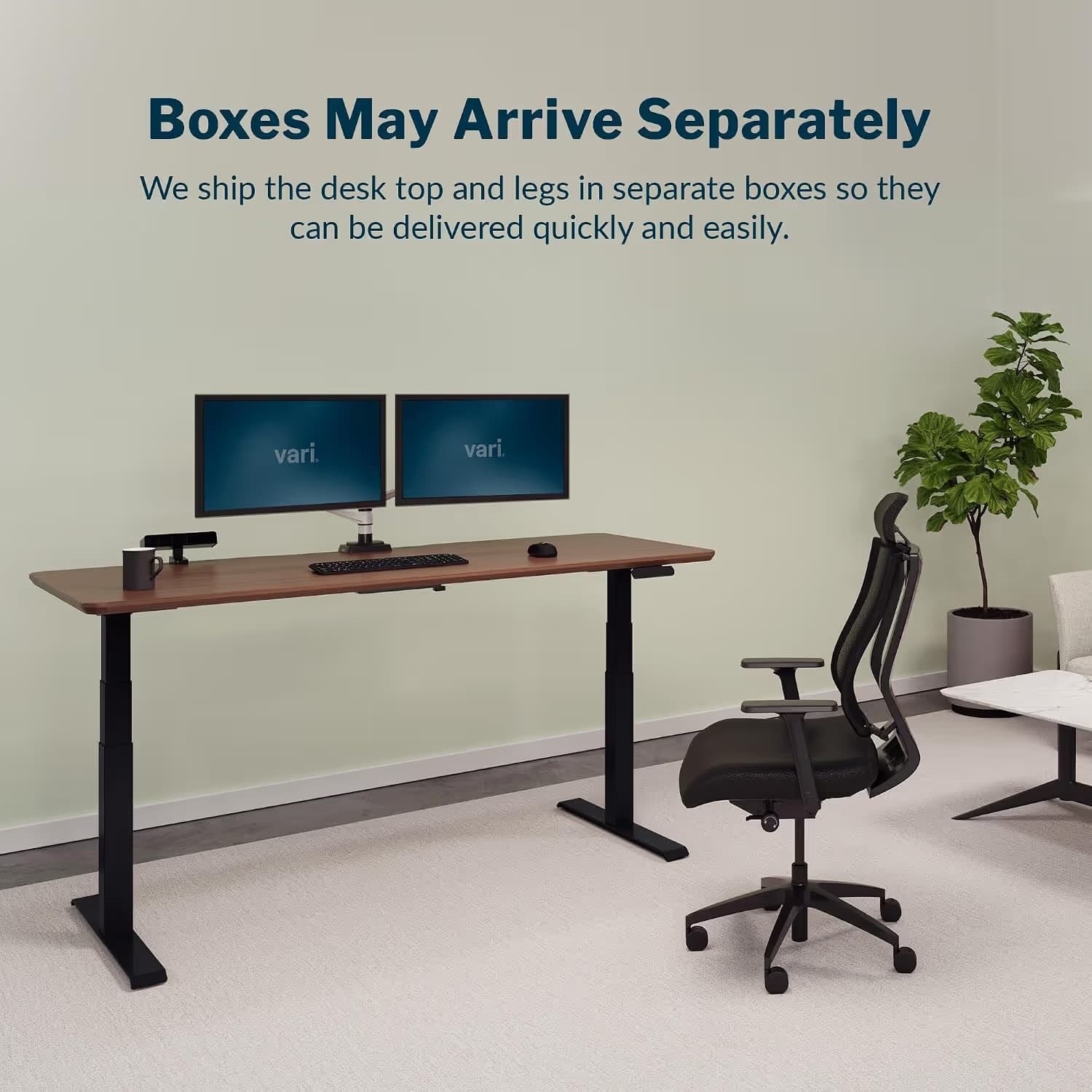 Vari Electric Standing Desk 72x30 Walnut/Black image