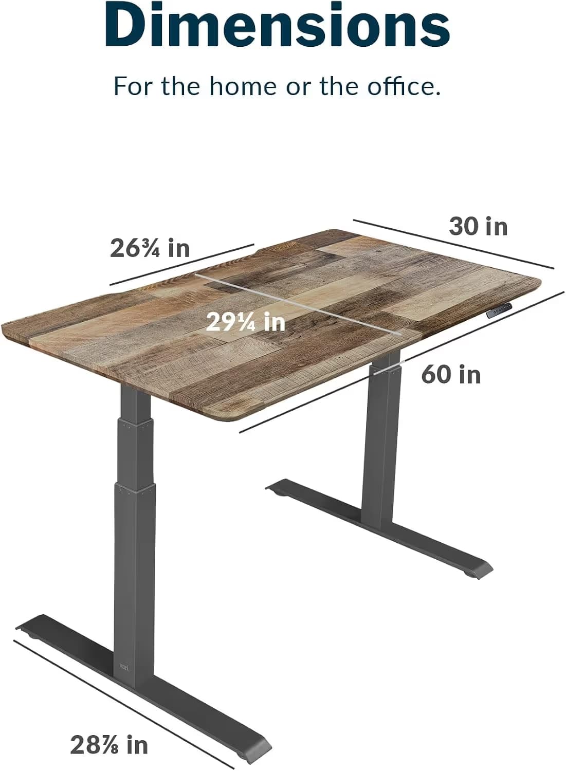 Vari Electric Standing Desk 60x30 Reclaimed Wood/Slate image