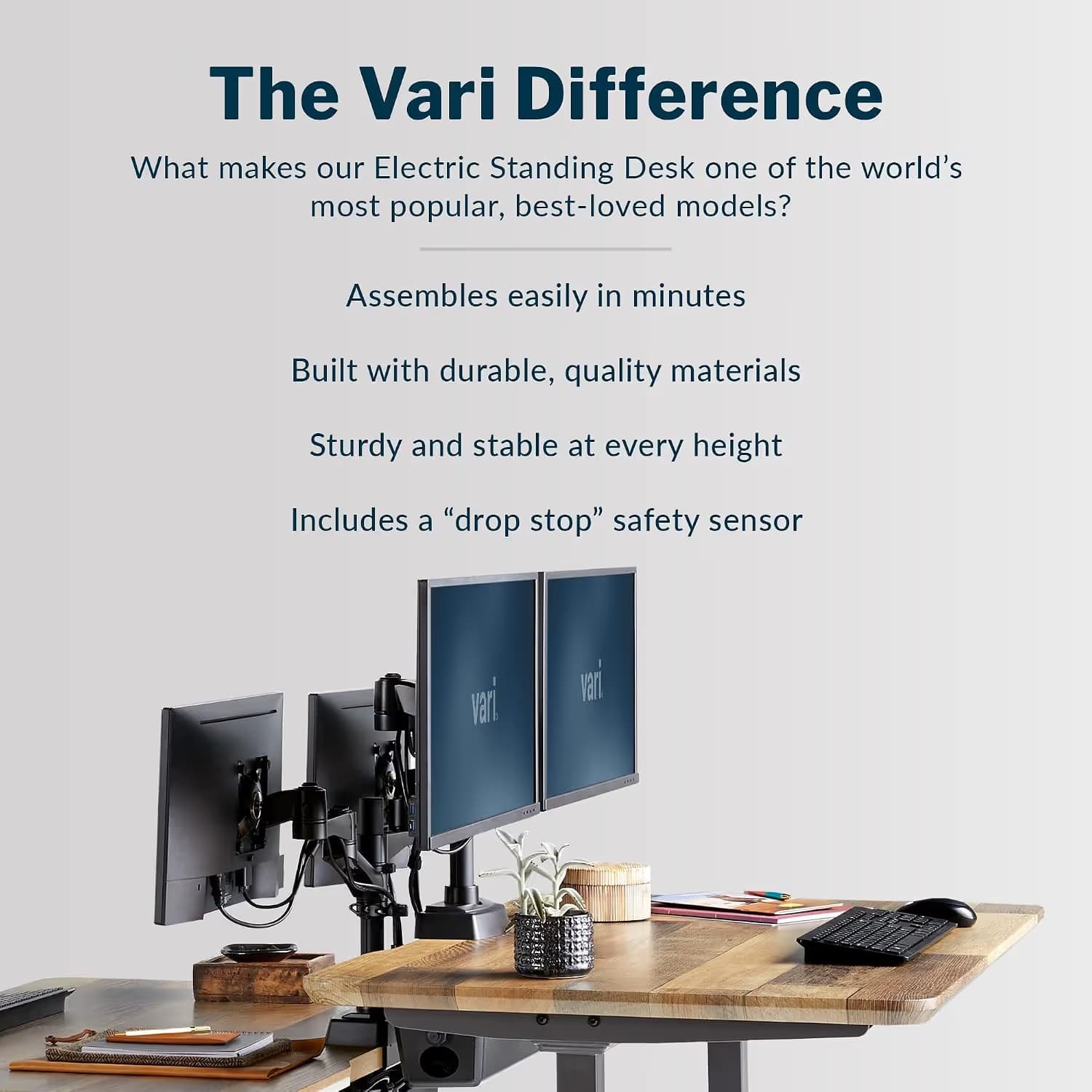 Vari Electric Standing Desk 60x30 Reclaimed Wood/Slate image