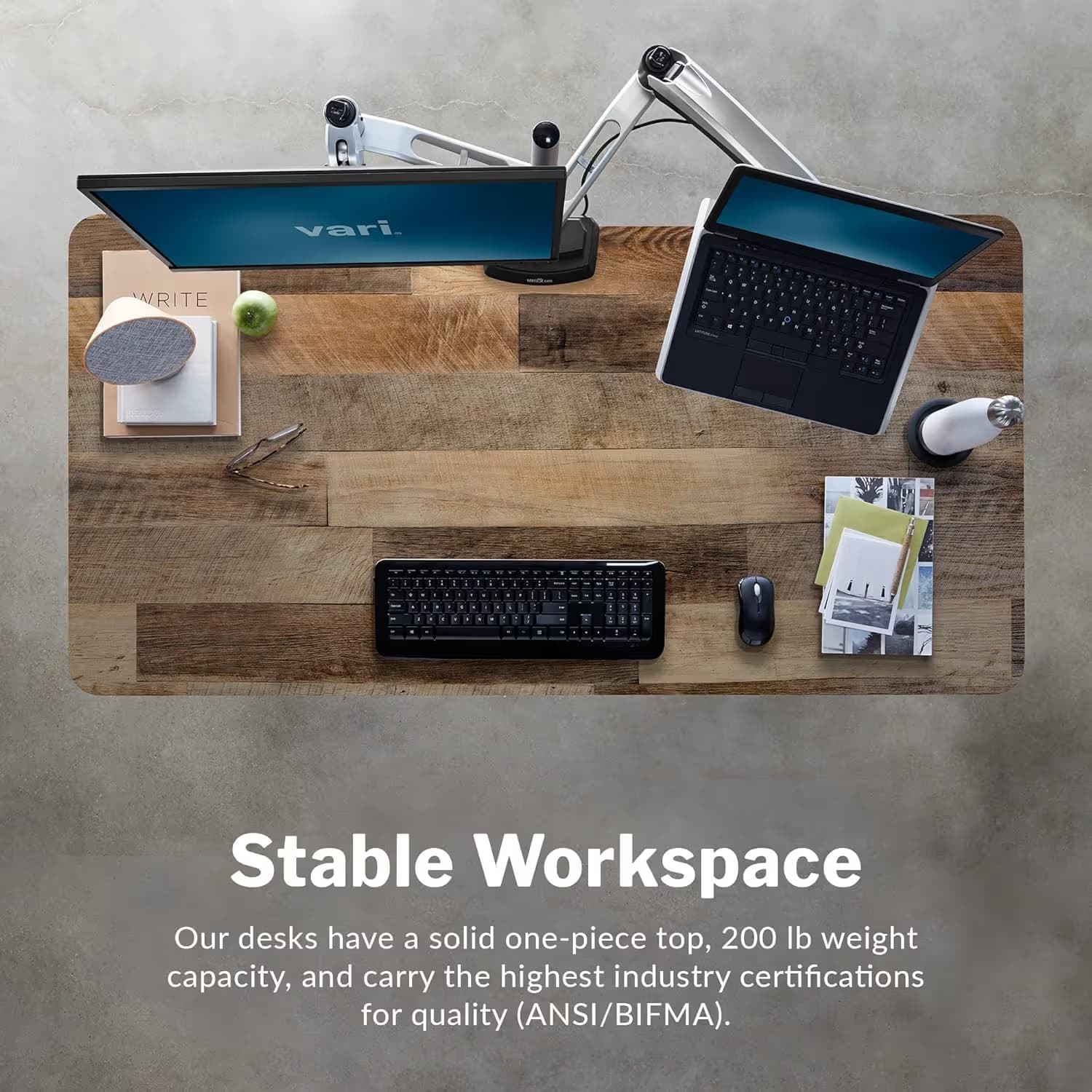 Vari Electric Standing Desk 60x30 Reclaimed Wood/Slate image