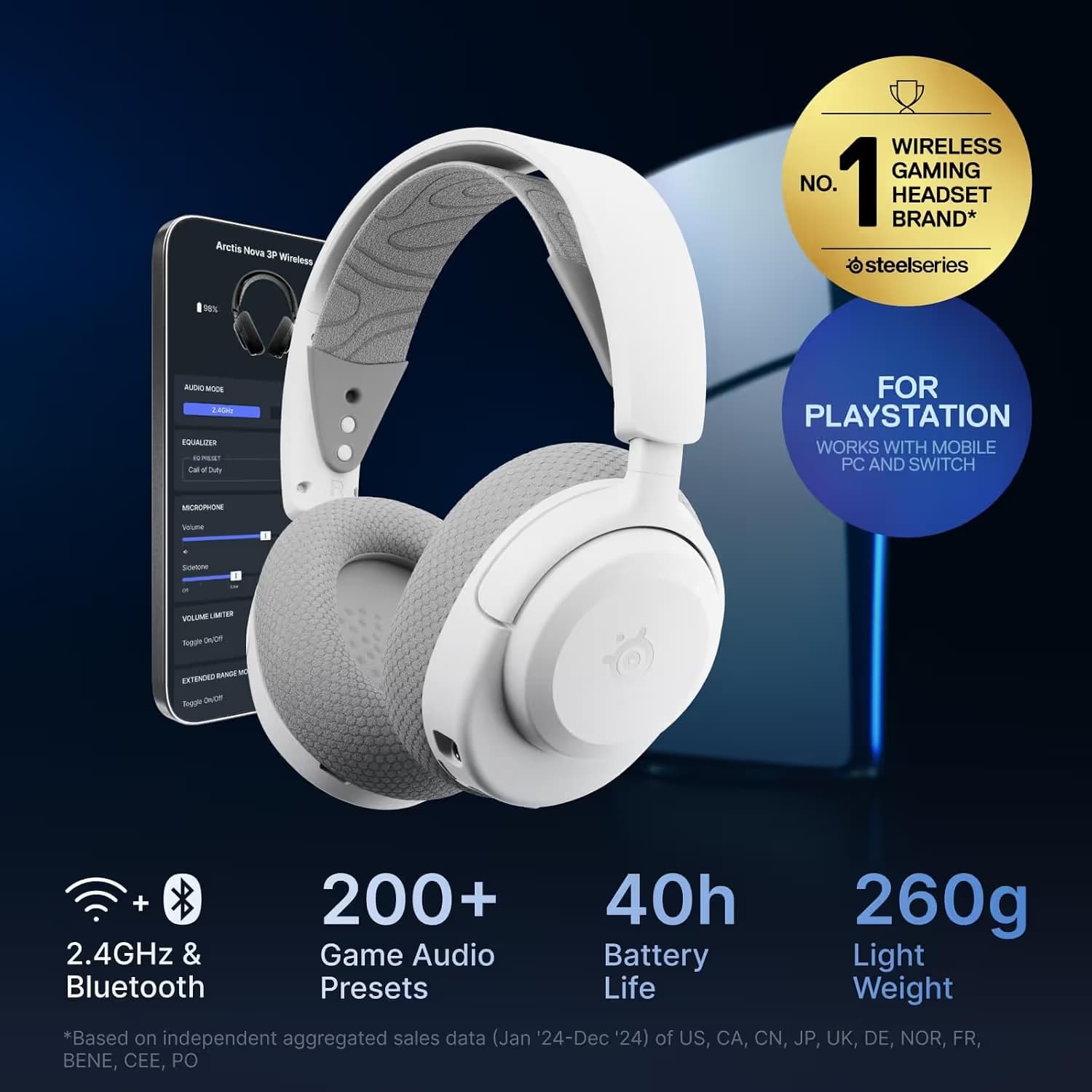 SteelSeries Arctis Nova 3P Wireless White for Playstation image